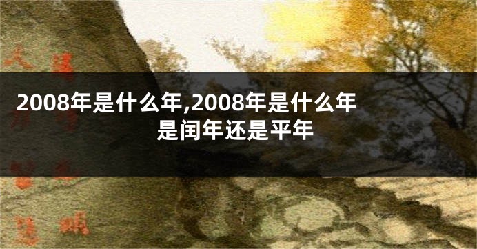 2008年是什么年,2008年是什么年是闰年还是平年