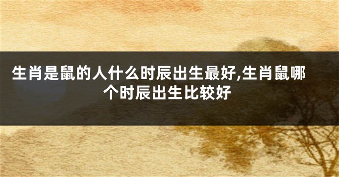 生肖是鼠的人什么时辰出生最好,生肖鼠哪个时辰出生比较好