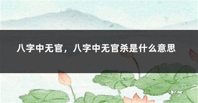 八字中无官,八字中无官杀是什么意思