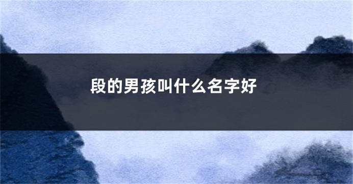 段的男孩叫什么名字好