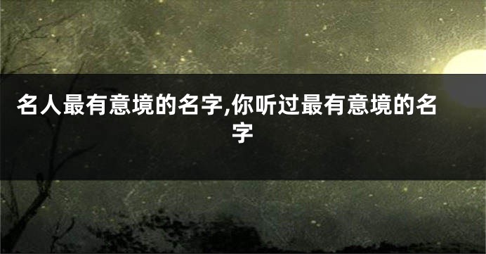 名人最有意境的名字,你听过最有意境的名字