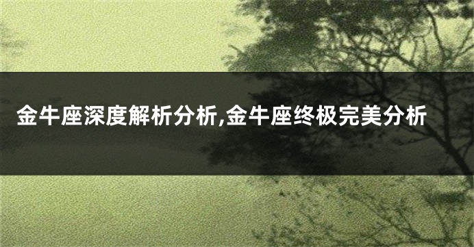 金牛座深度解析分析,金牛座终极完美分析
