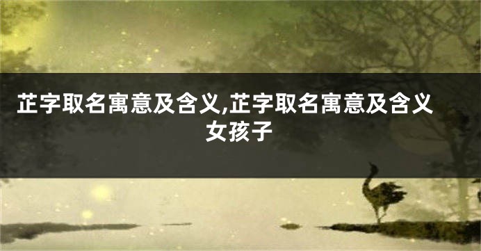 芷字取名寓意及含义,芷字取名寓意及含义女孩子