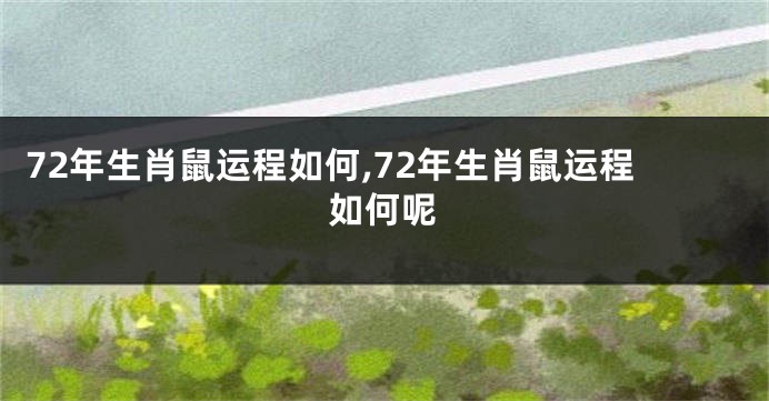 72年生肖鼠运程如何,72年生肖鼠运程如何呢