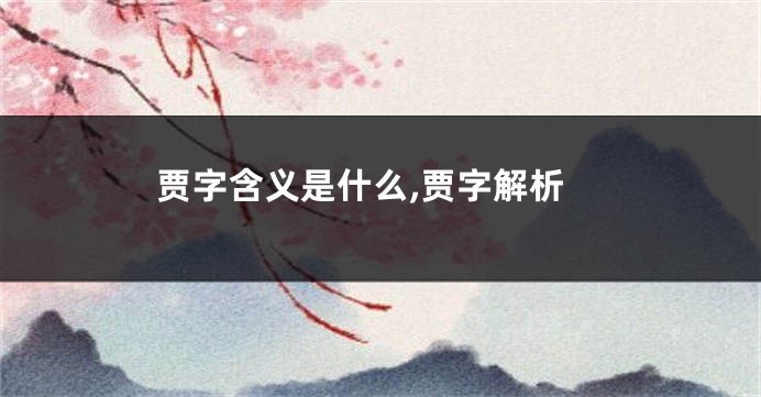 贾字含义是什么,贾字解析