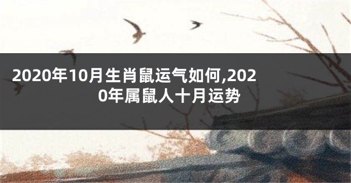 2020年10月生肖鼠运气如何,2020年属鼠人十月运势