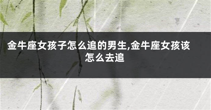 金牛座女孩子怎么追的男生,金牛座女孩该怎么去追