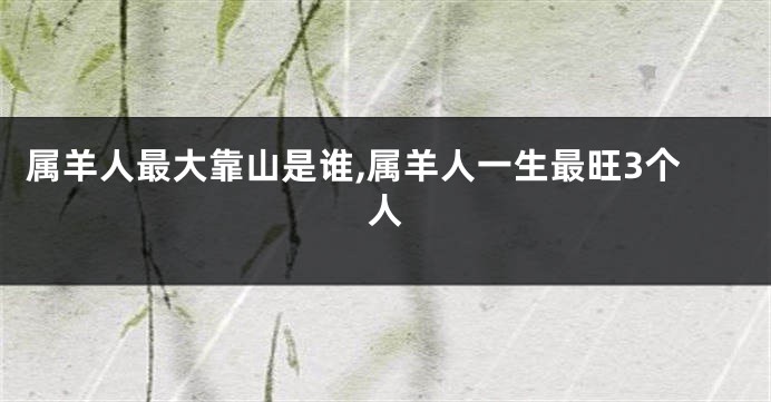 属羊人最大靠山是谁,属羊人一生最旺3个人