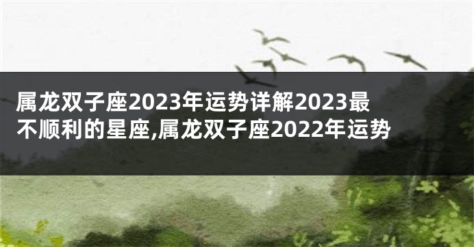 属龙双子座2023年运势详解2023最不顺利的星座,属龙双子座2022年运势