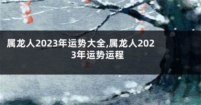 属龙人2023年运势大全,属龙人2023年运势运程