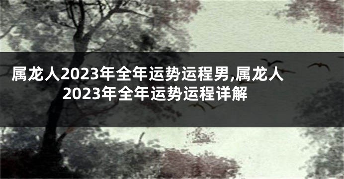 属龙人2023年全年运势运程男,属龙人2023年全年运势运程详解