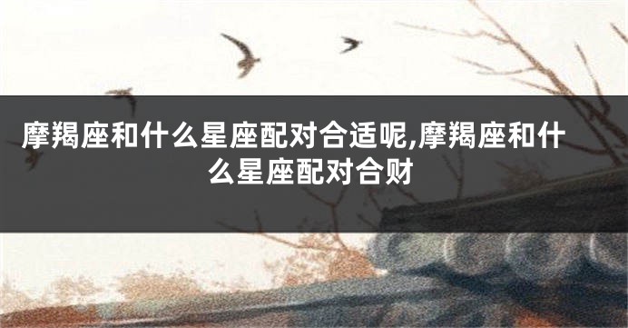 摩羯座和什么星座配对合适呢,摩羯座和什么星座配对合财