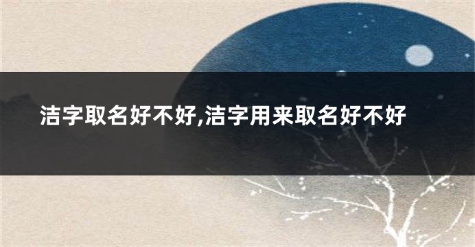 洁字取名好不好,洁字用来取名好不好