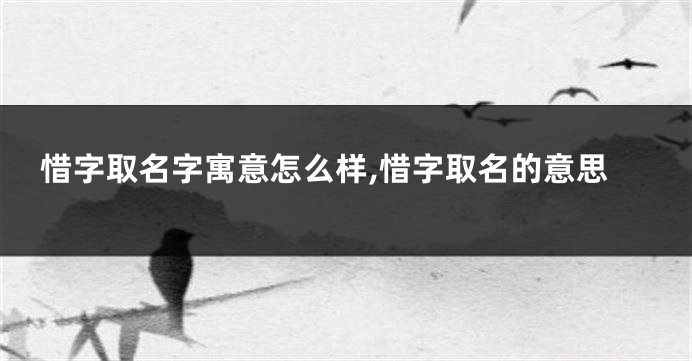 惜字取名字寓意怎么样,惜字取名的意思