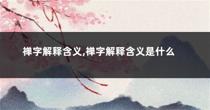 禅字解释含义,禅字解释含义是什么