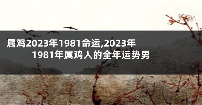 属鸡2023年1981命运,2023年1981年属鸡人的全年运势男