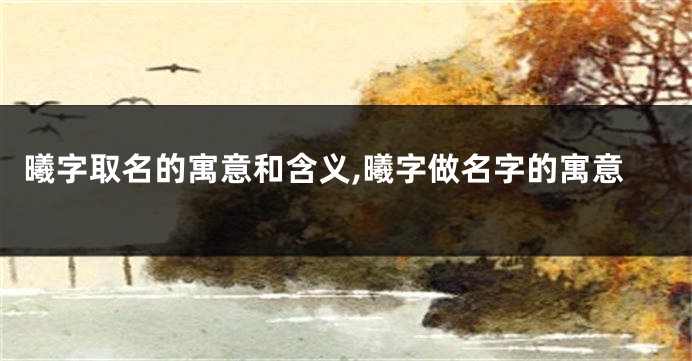 曦字取名的寓意和含义,曦字做名字的寓意
