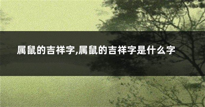 属鼠的吉祥字,属鼠的吉祥字是什么字