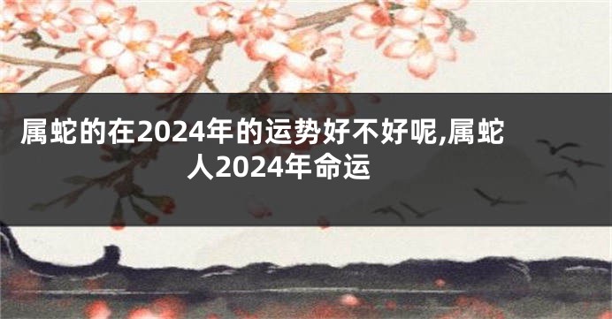 属蛇的在2024年的运势好不好呢,属蛇人2024年命运