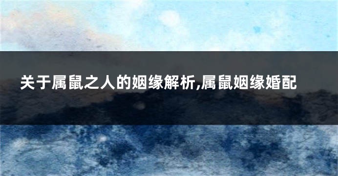 关于属鼠之人的姻缘解析,属鼠姻缘婚配