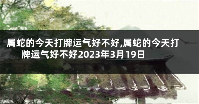 属蛇的今天打牌运气好不好,属蛇的今天打牌运气好不好2023年3月19日