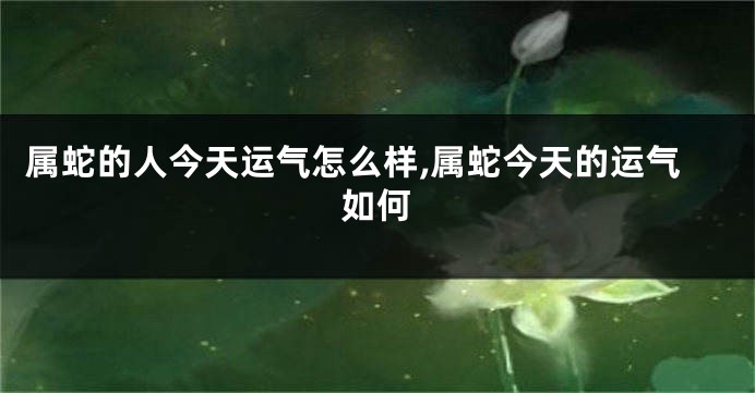 属蛇的人今天运气怎么样,属蛇今天的运气如何