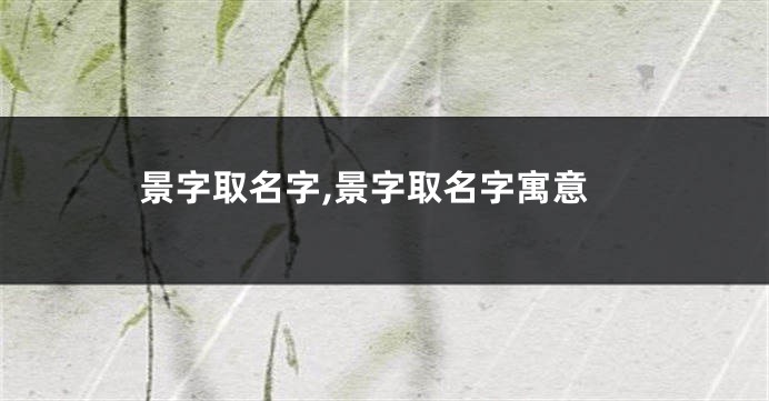 景字取名字,景字取名字寓意
