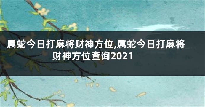 属蛇今日打麻将财神方位,属蛇今日打麻将财神方位查询2021