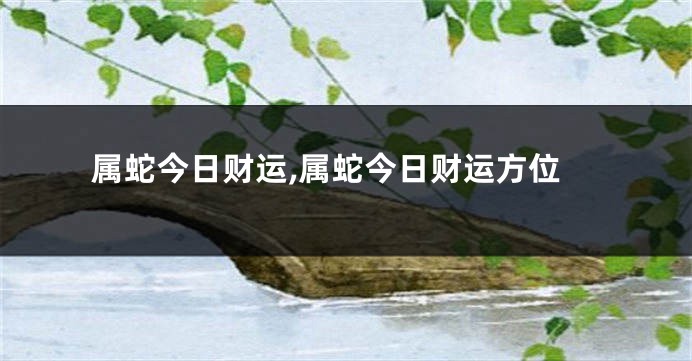 属蛇今日财运,属蛇今日财运方位