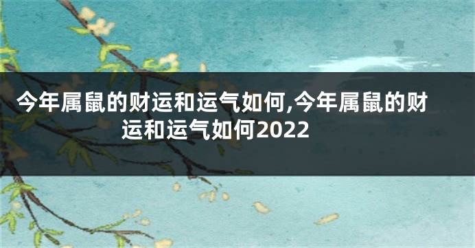 今年属鼠的财运和运气如何,今年属鼠的财运和运气如何2022