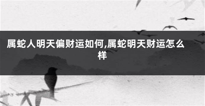 属蛇人明天偏财运如何,属蛇明天财运怎么样