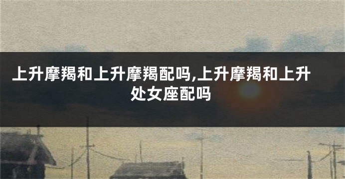 上升摩羯和上升摩羯配吗,上升摩羯和上升处女座配吗