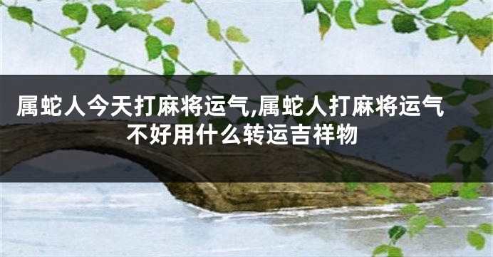 属蛇人今天打麻将运气,属蛇人打麻将运气不好用什么转运吉祥物