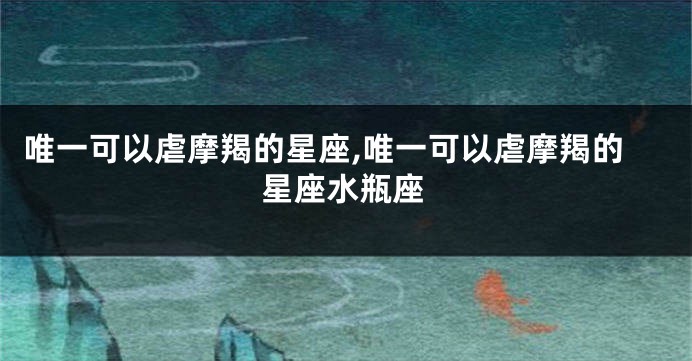 唯一可以虐摩羯的星座,唯一可以虐摩羯的星座水瓶座
