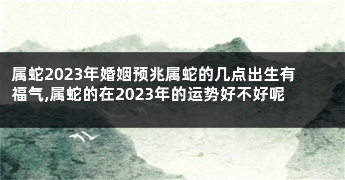 属蛇2023年婚姻预兆属蛇的几点出生有福气,属蛇的在2023年的运势好不好呢