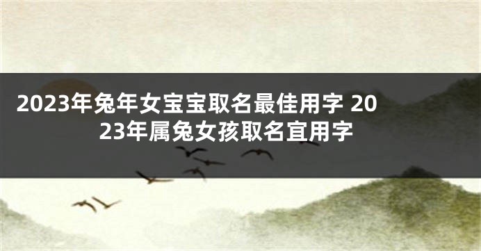 2023年兔年女宝宝取名最佳用字 2023年属兔女孩取名宜用字