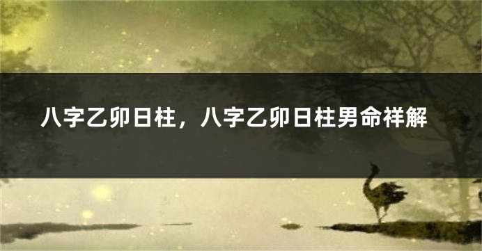 八字乙卯日柱,八字乙卯日柱男命祥解