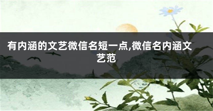 有内涵的文艺微信名短一点,微信名内涵文艺范