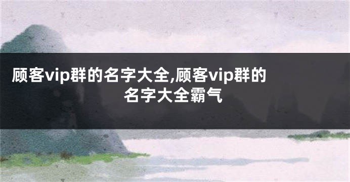 顾客vip群的名字大全,顾客vip群的名字大全霸气