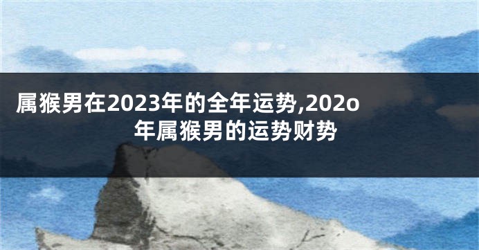 属猴男在2023年的全年运势,202o年属猴男的运势财势