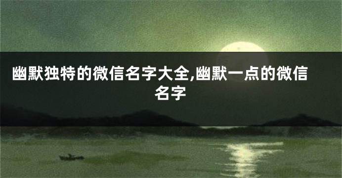 幽默独特的微信名字大全,幽默一点的微信名字
