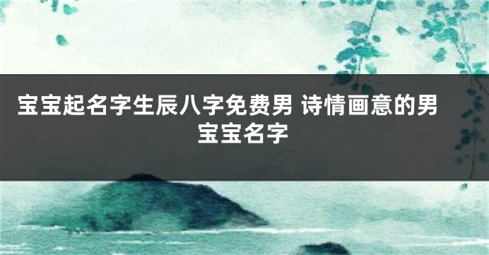 宝宝起名字生辰八字免费男 诗情画意的男宝宝名字