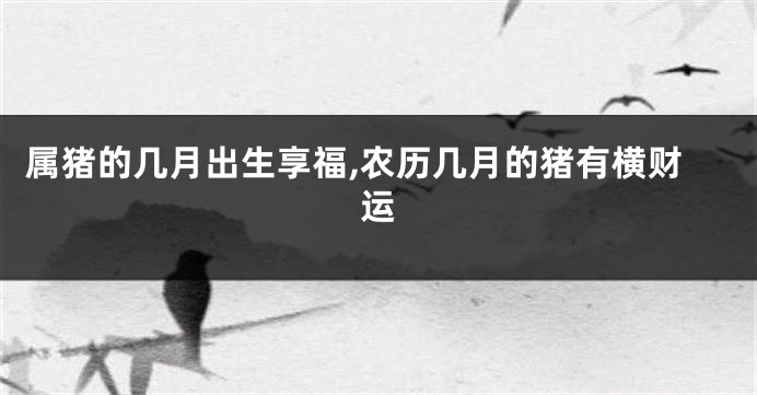 属猪的几月出生享福,农历几月的猪有横财运