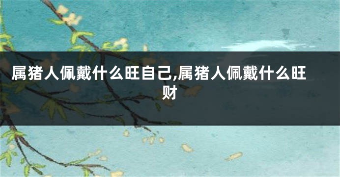 属猪人佩戴什么旺自己,属猪人佩戴什么旺财