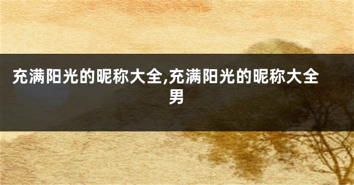充满阳光的昵称大全,充满阳光的昵称大全男