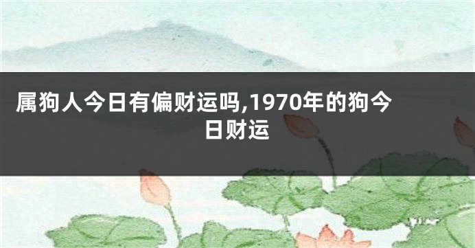 属狗人今日有偏财运吗,1970年的狗今日财运