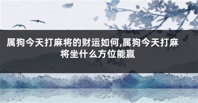 属狗今天打麻将的财运如何,属狗今天打麻将坐什么方位能赢