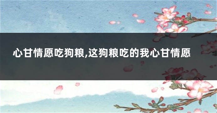 心甘情愿吃狗粮,这狗粮吃的我心甘情愿