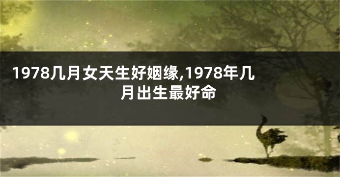 1978几月女天生好姻缘,1978年几月出生最好命
