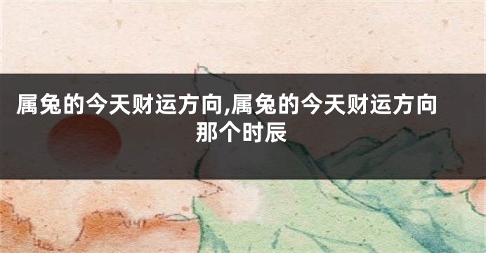 属兔的今天财运方向,属兔的今天财运方向那个时辰